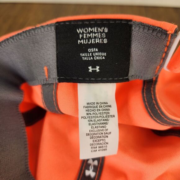 Under Armour Women's Shadow Run Hat Cap Neon Coral Orange Running Lightweight - Picture 10 of 11